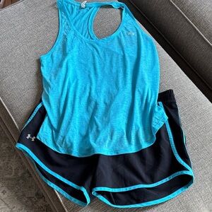 Under Armour Aqua Tank and Black Shorts Combo